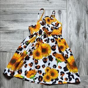 PatPat Kids Dress with Sunflower and Leopard Patterns